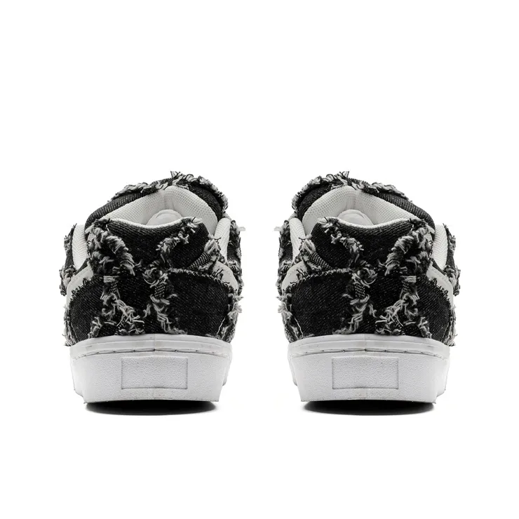 OUBT Lightning Design, Denim Frayed Edge Breathable And Slip Resistant Low Top Skateboard Shoes Unisex-10