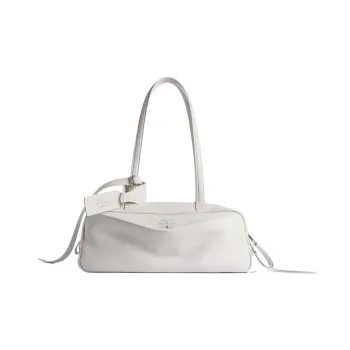 Balenciaga Cow Leather Bowling Bag, Handbag, Shoulder Bag Trumpets Women's White