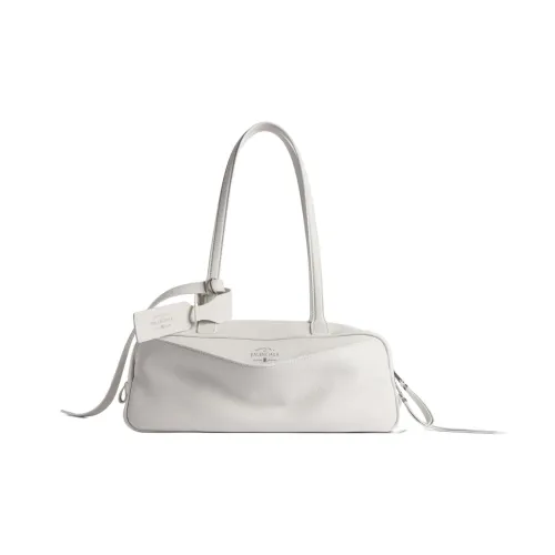 Balenciaga Cow Leather Bowling Bag, Handbag, Shoulder Bag Trumpets Women's White