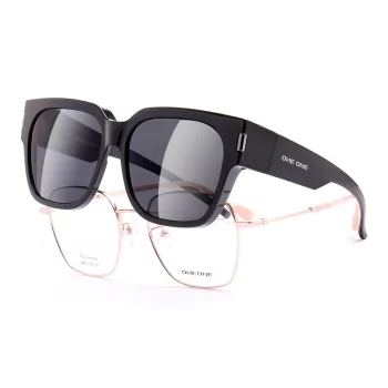 One One TR90 Square Sunglasses Unisex Bright Black