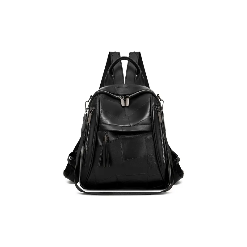 SEVENMOONS PU Backpack Unisex Ecru/Silver/Black/Dark Brown-4