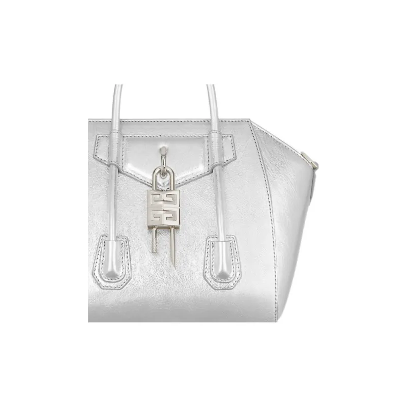 Givenchy Antigona Calfskin Shoulder Bag, Crossbody Bag, Handbag Mini Women's Silver-3
