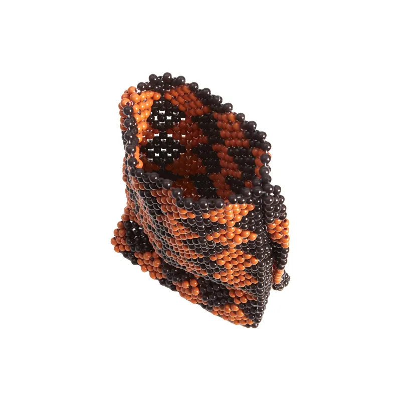 Gimaguas Glass Beads Shoulder Bag Crossbody Bag Mini Women's Orange Black-3