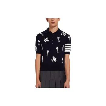 THOM BROWNE Polo Shirts Men Marine Blue