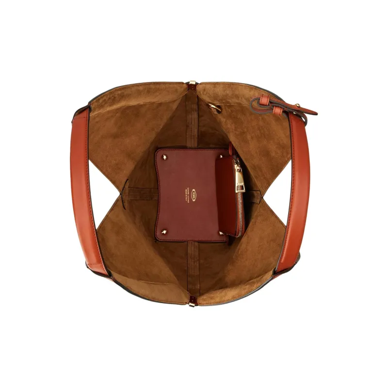TOD'S DI Calfskin Handbag Trumpets Women's Orange-4
