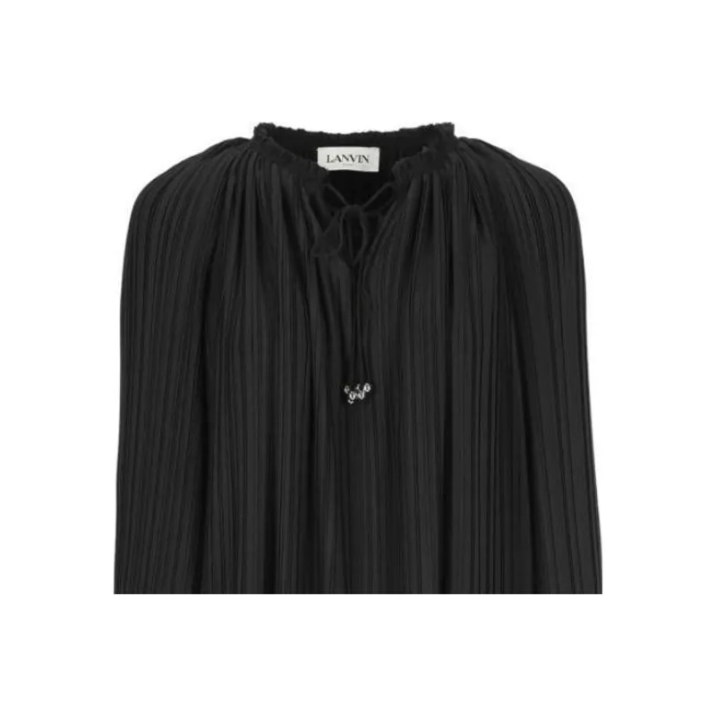 Lanvin Pleated Effect Lace Up Blouse-4