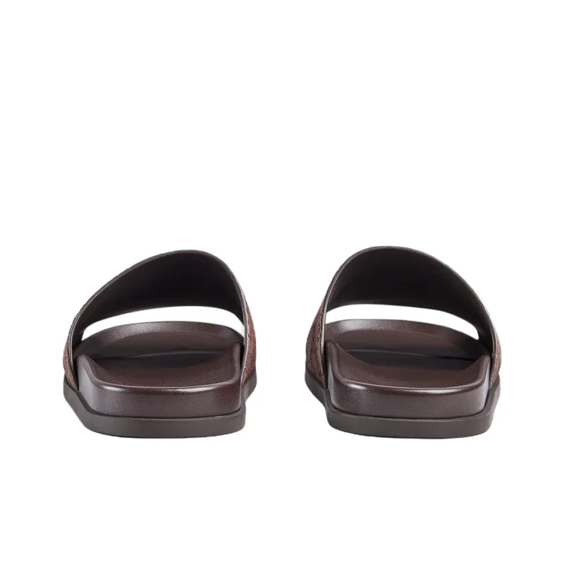 GUCCI Quiet Slide Slippers Men's Brown-4