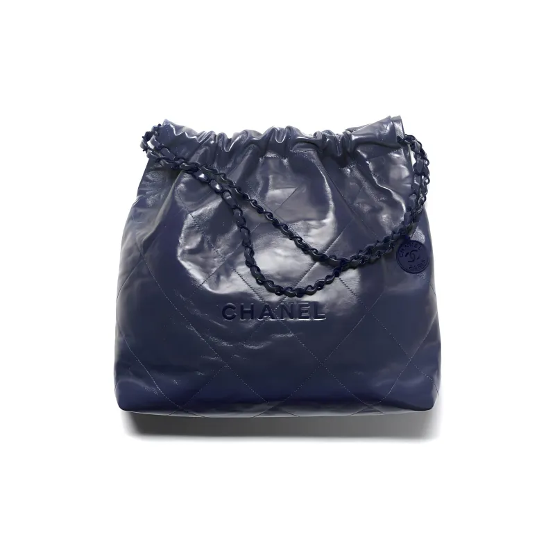CHANEL 22K Fall And Winter 22Bag Calfskin Tote Bag, Shopping Bag, Handbag, Shoulder Bag Medium Size Women's Dark Blue-0