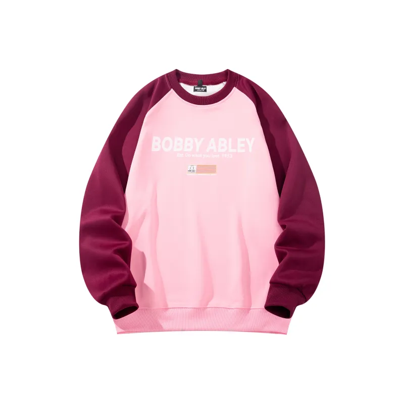 BOBBY ABLEY Patchwork Color Blocking Loose Fit Casual Heavyweight Crew Neck Pullover Sweatshirt Unisex-11