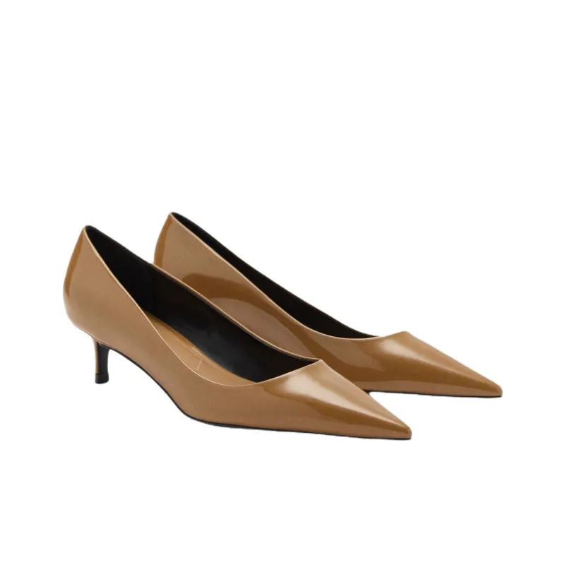 MANGO Slim Heel High Heels 5cm Women's Brown-1