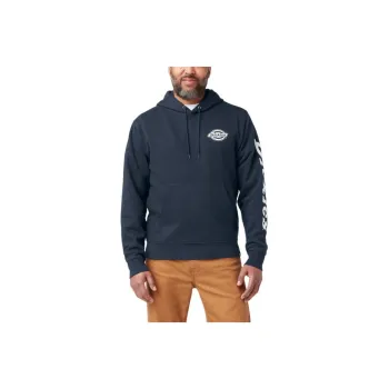 Dickies Logo Sleeve Fleece Hoodie Sweatshirt Men's Dark Blue