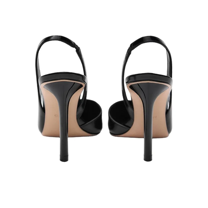 MANGO Party Slim Heel High Heels 10.4cm Women's Black-3