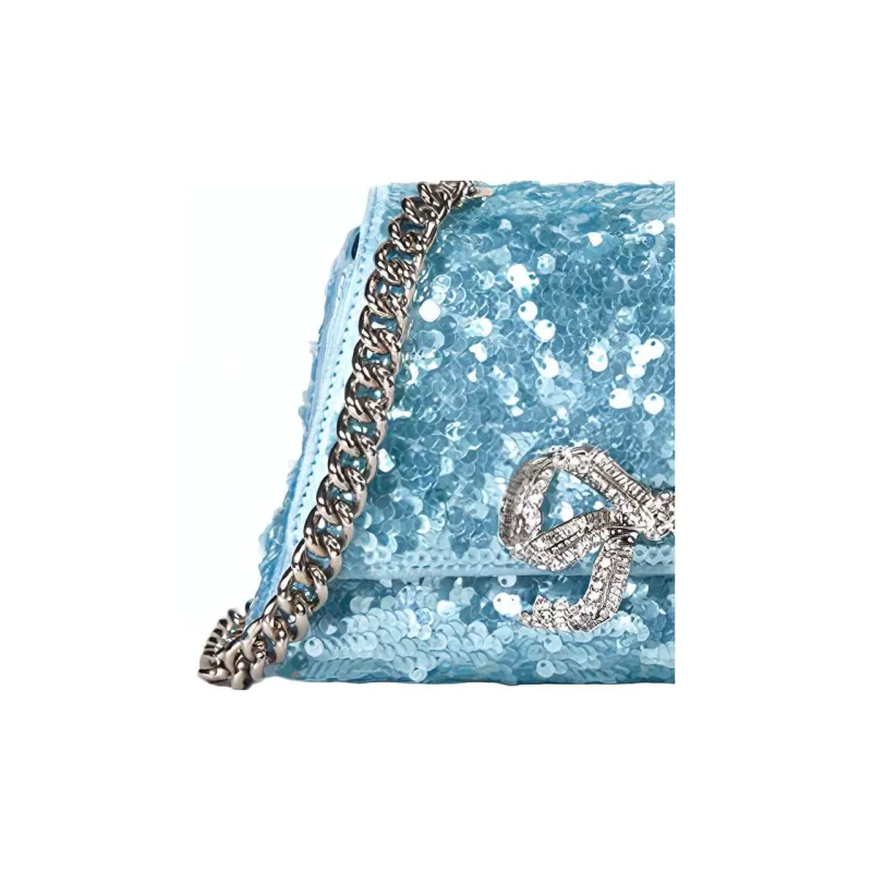 Self portrait Polyester Handbag, Shoulder Bag Mini Women's Blue-4