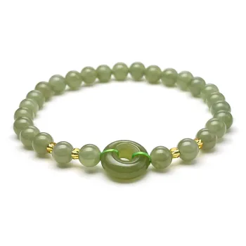 PEARL QUEEN Hetian Jade Bracelets Pale Greenish White Jade Unisex
