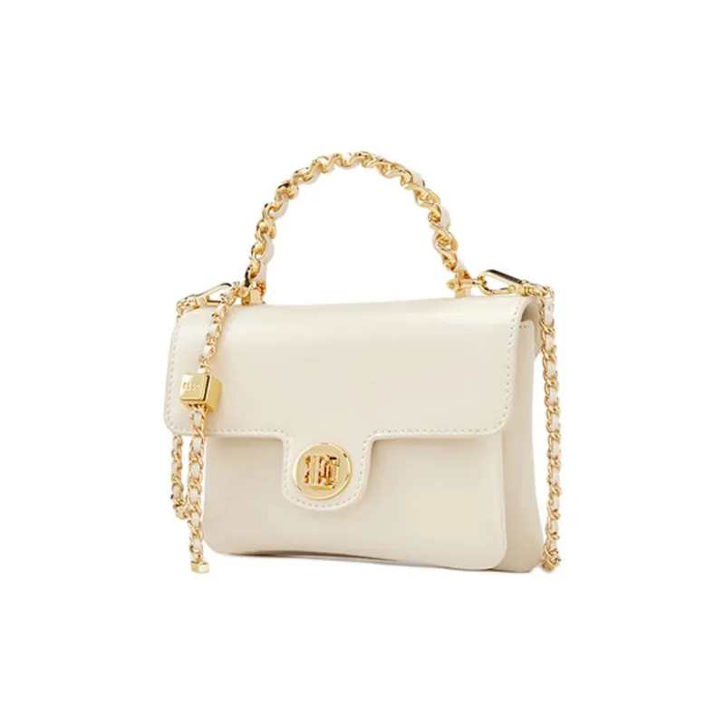 ELLE Top Grain Cow Leather Shoulder Bag, Crossbody Bag, Handbag Women's White/Black-2