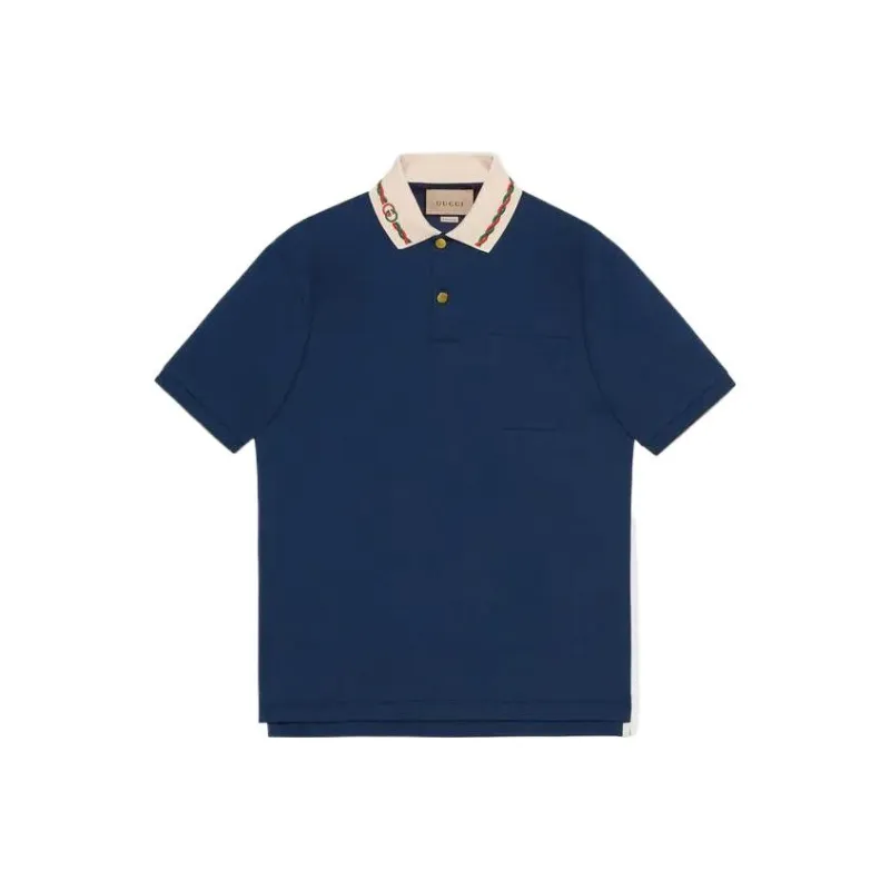 GUCCI SS22 Polo Shirt Men's Navy Blue-0