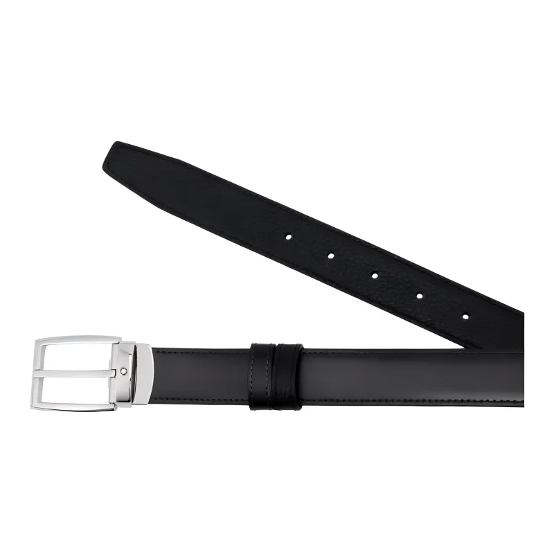 MONTBLANC Cow Leather Belts Unisex Black/Blue Width 3cm-3