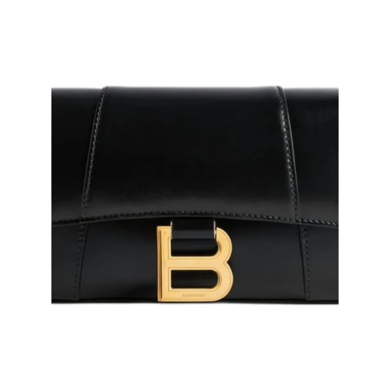 Balenciaga Hourglass Calfskin Crossbody One Shoulder Handbag Small Size Women's Black-6