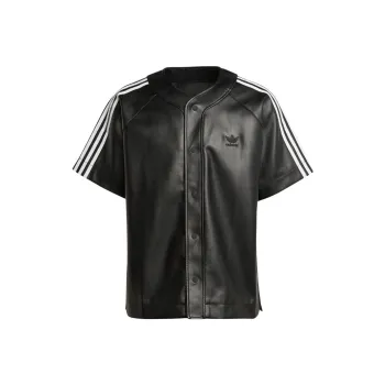 adidas originals Faux Leather Adicolor 3 Stripes Baseball Shirt Black