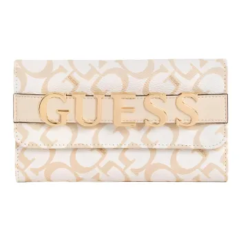 GUESS Coated Canvas Clutch Women's Ecru