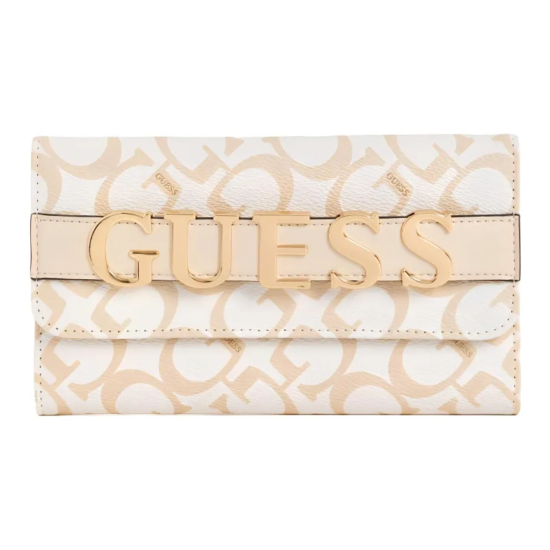 GUESS Coated Canvas Clutch Women's Ecru-0