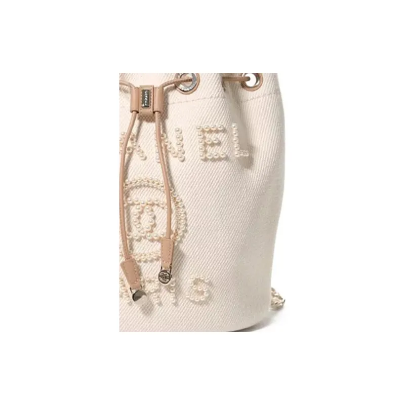 CHANEL Artificial Pearl & Gold Metal Bucket Bag, Shoulder Bag, Crossbody Bag Women's Beige-3