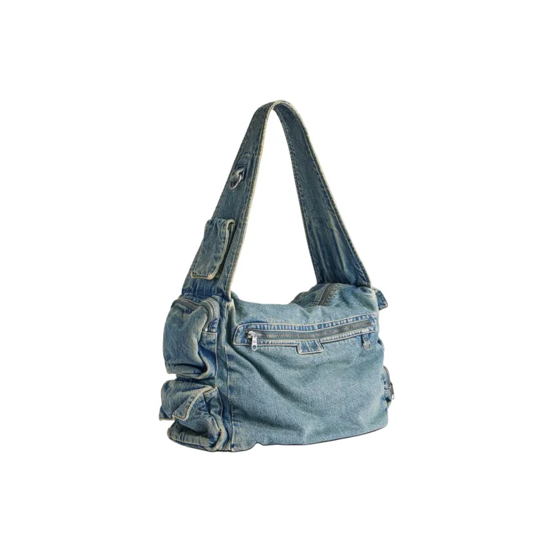 Balenciaga Superbusy Washed Denim Messenger Bag, Shoulder Bag Men's Vintage Blue-2