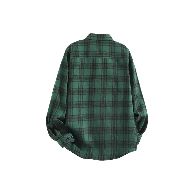 BRUMAIRE Shirt Unisex Ink Green Plaid Comes With Brooch+Sweatshirt-1