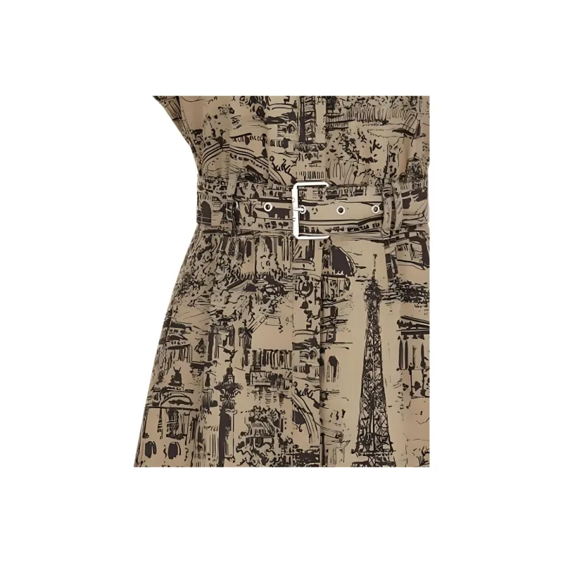 DIOR Mid Length Shirtdress Short Sleeved Dresses Women's Beige-4