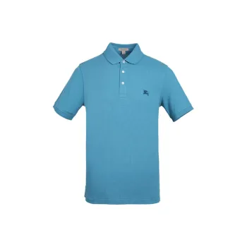 Burberry Men's Cotton Cobalt Embroidered Logo Polo