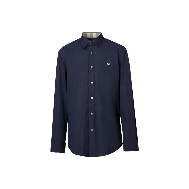 Tシャツ・カットソー Burberry Navy blue stretch poplin shirt (8071800 A1222) Burberry Navy Blue Stretch Poplin Shirt | Balardi