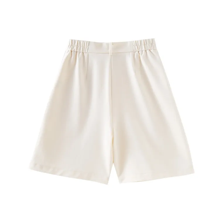 OUNIXUE Casual Shorts Women's Beige Yellow-1