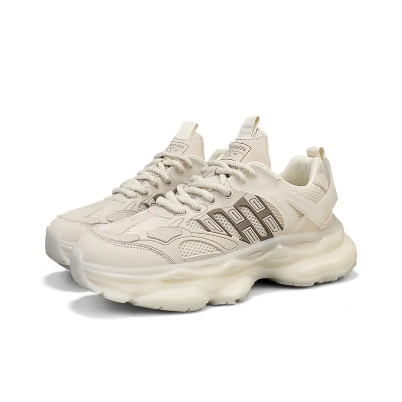 U.S. POLO ASSN. Cushioning Slip Resistant Breathable Height Increasing Coverage Low Top Chunky Sneakers Men's Ecru-3