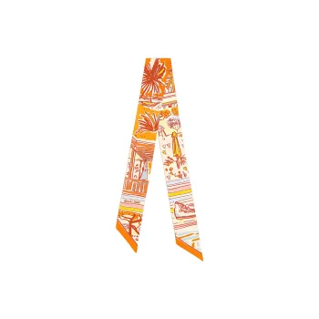 HERMES Twilly Silk Scarf Women's Orange