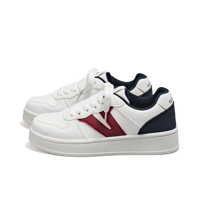 HUANQIU Anti Slip And Wear Resistant Lightweight Low Top Skateboard Shoes Women's White Blue Red-1