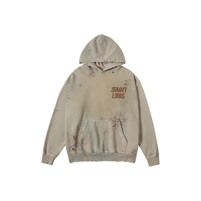 SSSAINT LOUIS Hooded Pullover Long Sleeved Sweatshirt Unisex-0