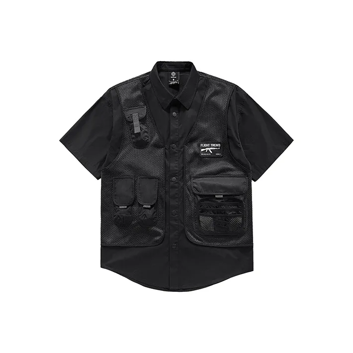 VIP SS22 Solid Color Mock Two Piece Shirt Summer Unisex Black-0