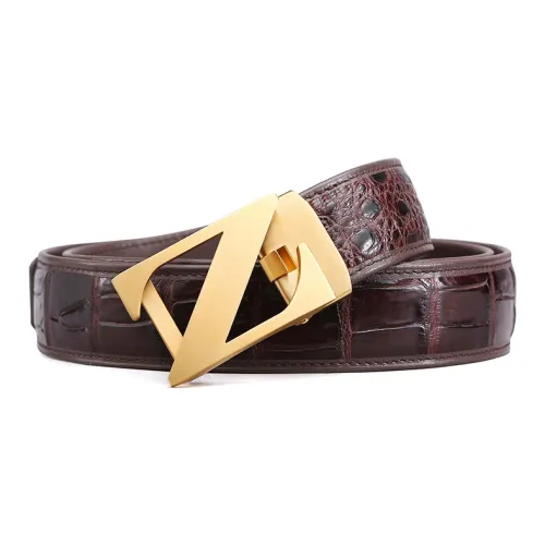 V.V.Brown Crocodile Leather Belly Skin Leather Belts Men's Width 3.5cm