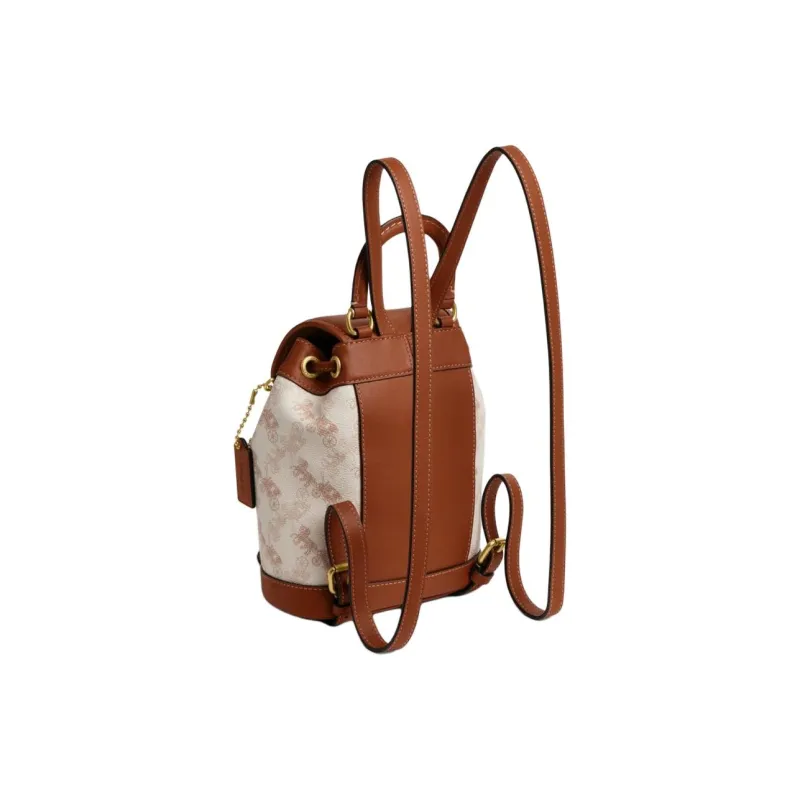 COACH Coated Canvas With Leather Backpack Small Size Women's Beige & Brown-1