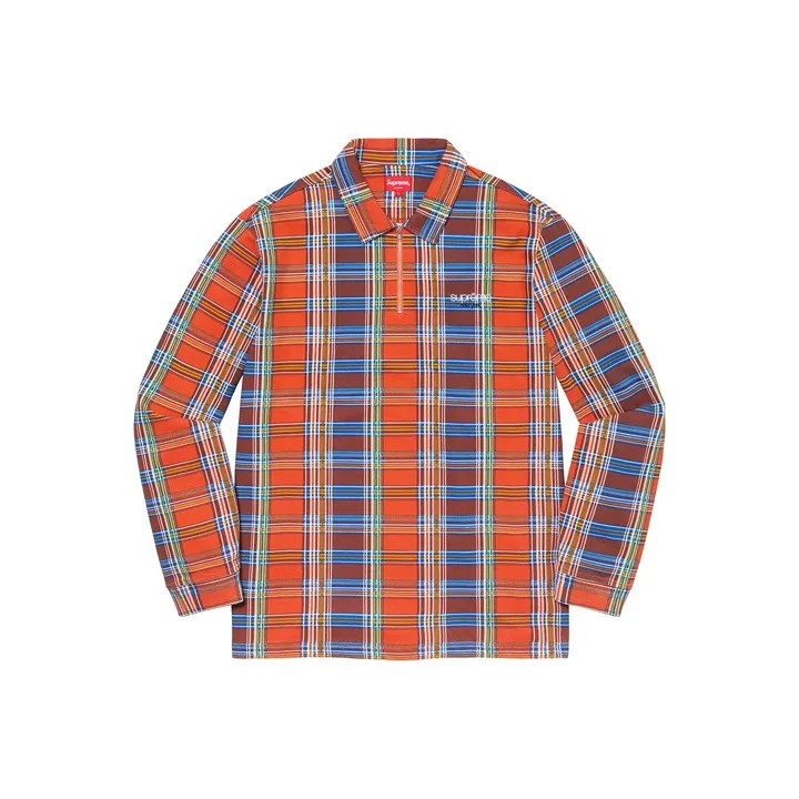 Supreme Plaid Zip Up L/S Polo-2