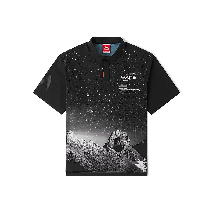 Kappa Polo Collar Fitted Straight Short-Sleeved Polo Shirt Men's Black-0