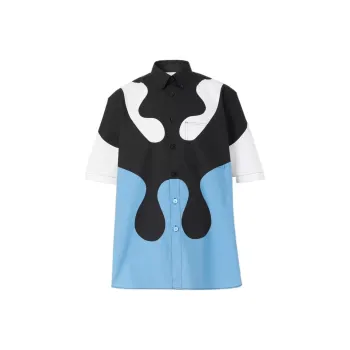Burberry Abstract Print Cotton Button Down Shirt