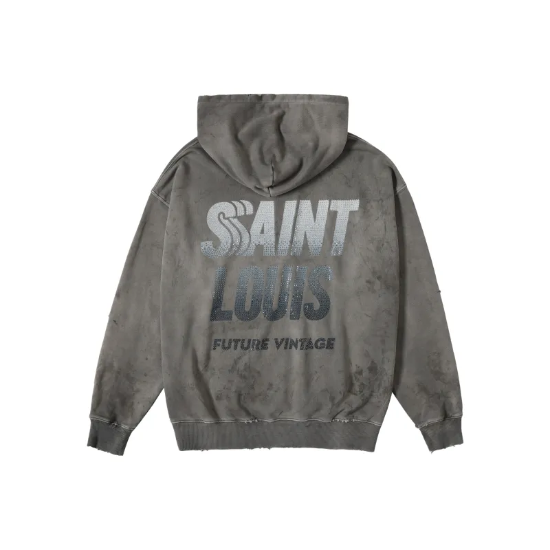 SSSAINT LOUIS Long Sleeved Hoodie Unisex Washed Gray-0