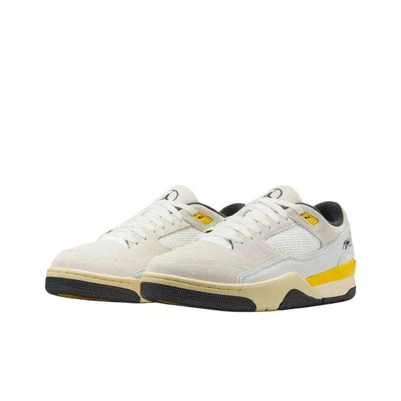 Quai54 x Jordan FLIGHT COURT Anti Slip Wear Resistant Low Top Vintage Basketball Shoes Men's Beige Yellow-2