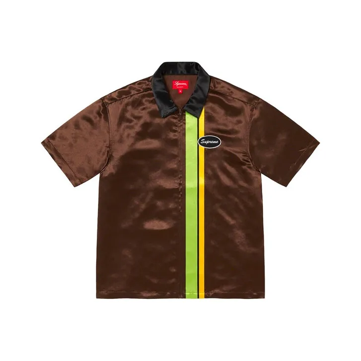Supreme Satin Zip Up S/S Work Shirt-3