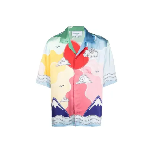 CASABLANCA Cuban Collar Short Sleeve Shirt