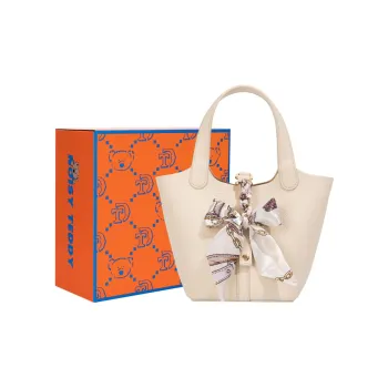 NOISY TEDDY PU Basket Bag, Bucket Bag, Handbag Regular Women's Beige/Black/Orange