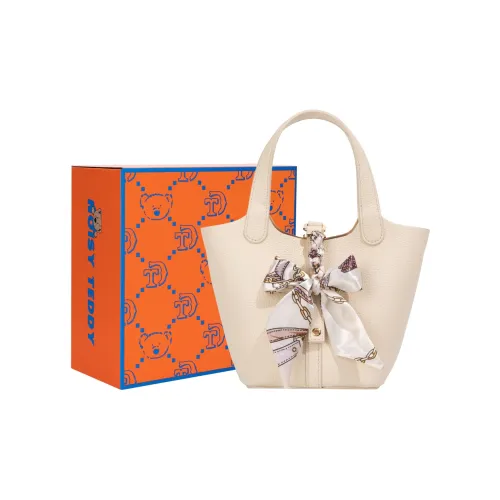 NOISY TEDDY PU Basket Bag, Bucket Bag, Handbag Regular Women's Beige/Black/Orange