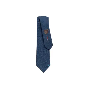 HERMES The Key To Happiness Ties Men Dark Blue