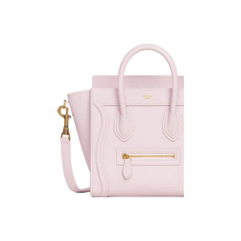 CELINE Luggage Drumhead Calfskin Smile Bag Shoulder Bag Crossbody Bag Handbag Extra Mini Women's Pink-4